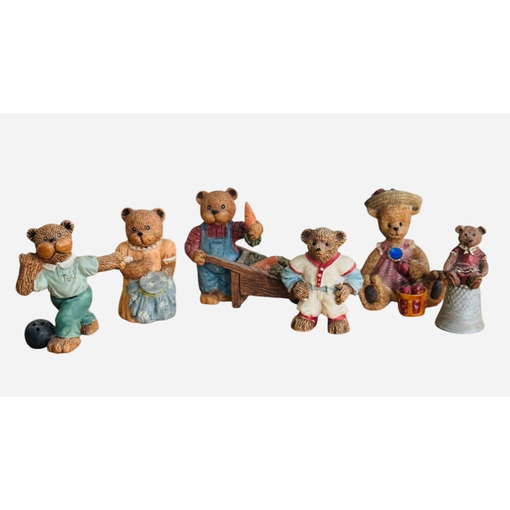 Young Bears Collectibles Resin Teddy Bears 2" Tall Lot Of 6
